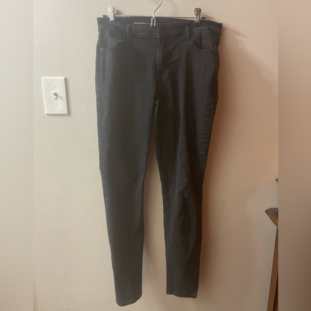 Women's Old Navy Super Skinny Mid Rise Size 6 Long Black Jeans Tote9
